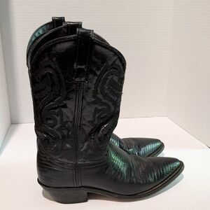 Leather Made In Mexico Black Western Cowboy Size 8 Boots